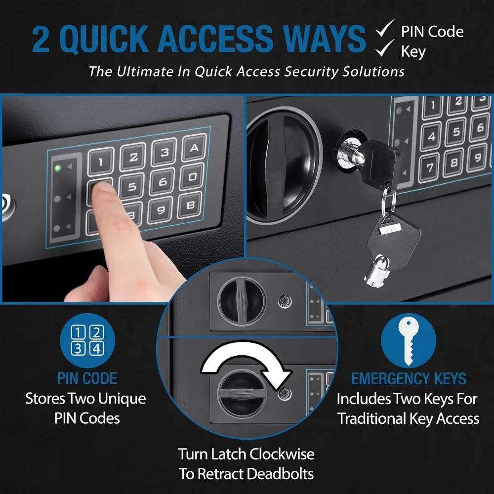 Caja fuerte para efectivo y correo de carga frontal con capacidad de 0,57 pies cúbicos, cerradura PIN para múltiples usuarios, construcción de acero