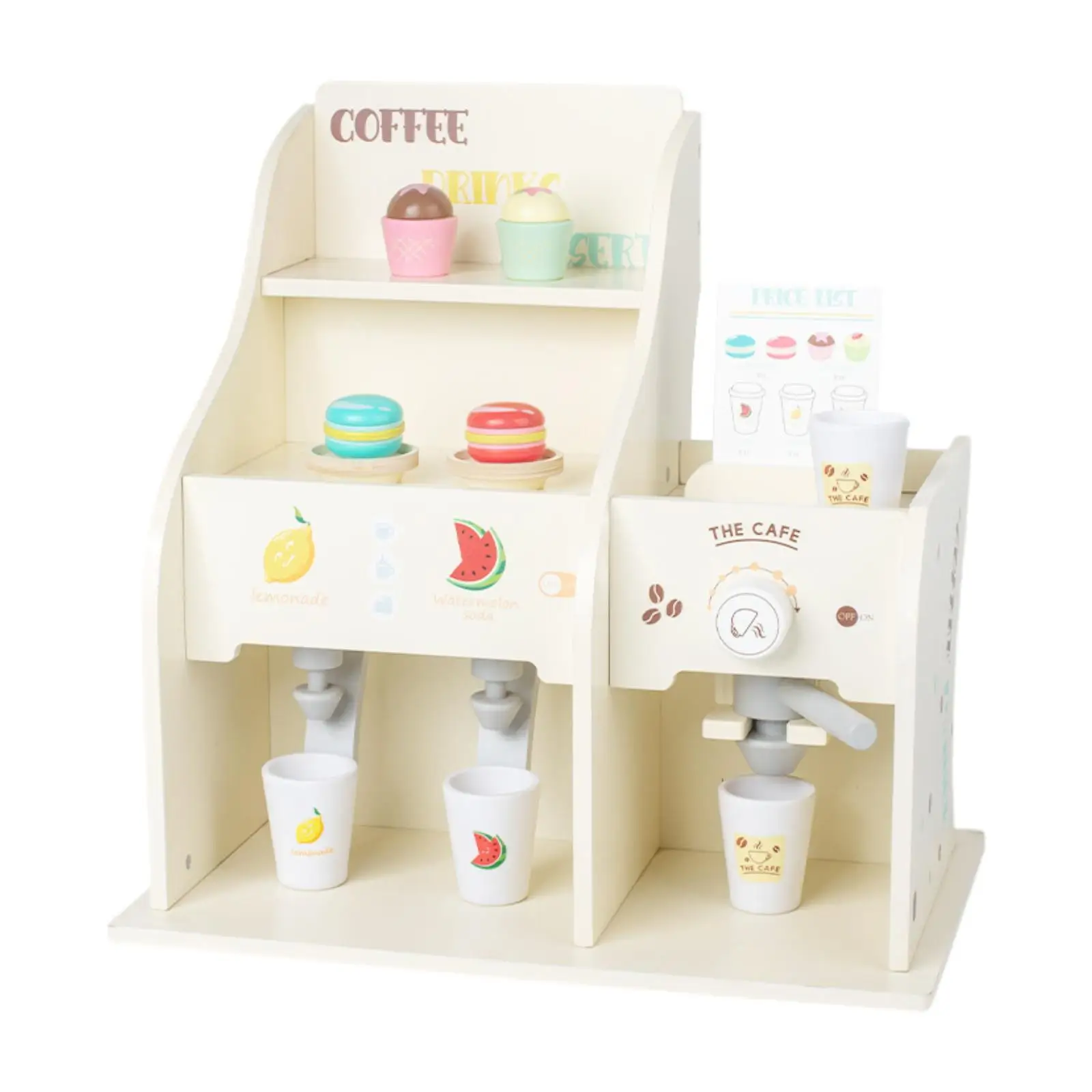 Wooden Coffee Play Set Realistic Cafe Machine Set Role Play Coffee Maker for Toddlers Boys Girls Kids Children Birthday Gifts