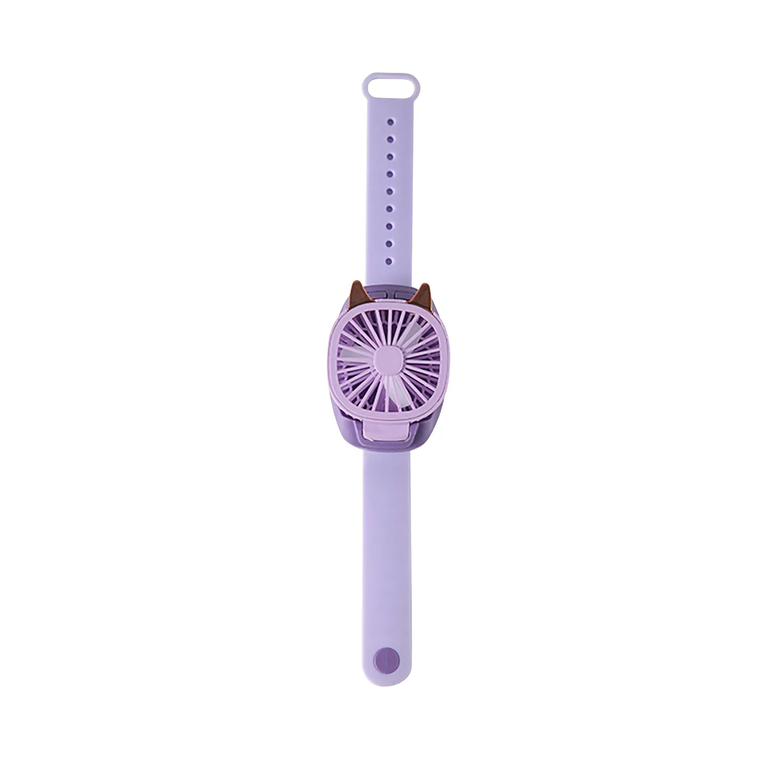 Portable Wrist Strap Mini Watch Hand Held Fan USB Charging Small Rechargeable Fans With Colorful LED Lights Cartoon Cat Design