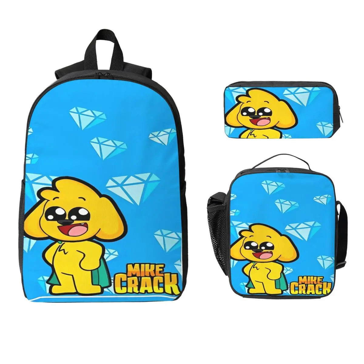 3Pcs Mikecracked Merch Camiseta Clasica School bags Set for Kids Pencil Boxes Backpack Sets with Lunch Box For School Knapsack