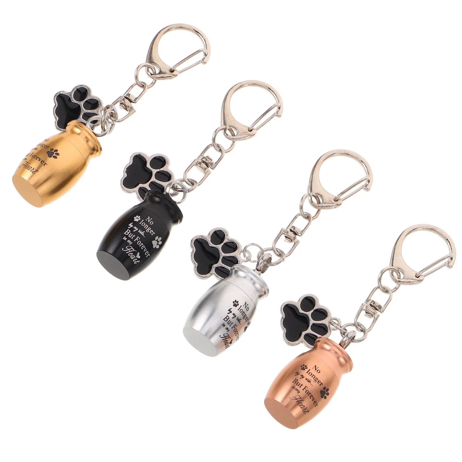

4Pcs Pet Ashes Keychain Dog Paw Print Memorial Capsule Pendant Mini Urn Holder Cremation Jewelry Keepsake Pet Urn Keychain