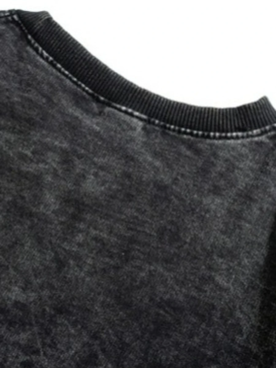 CHICEVER Zwart gesplitst plooien sweatshirt vrouwelijk O-hals met lange mouwen losse vintage streetwear damessweatshirts herfstmode