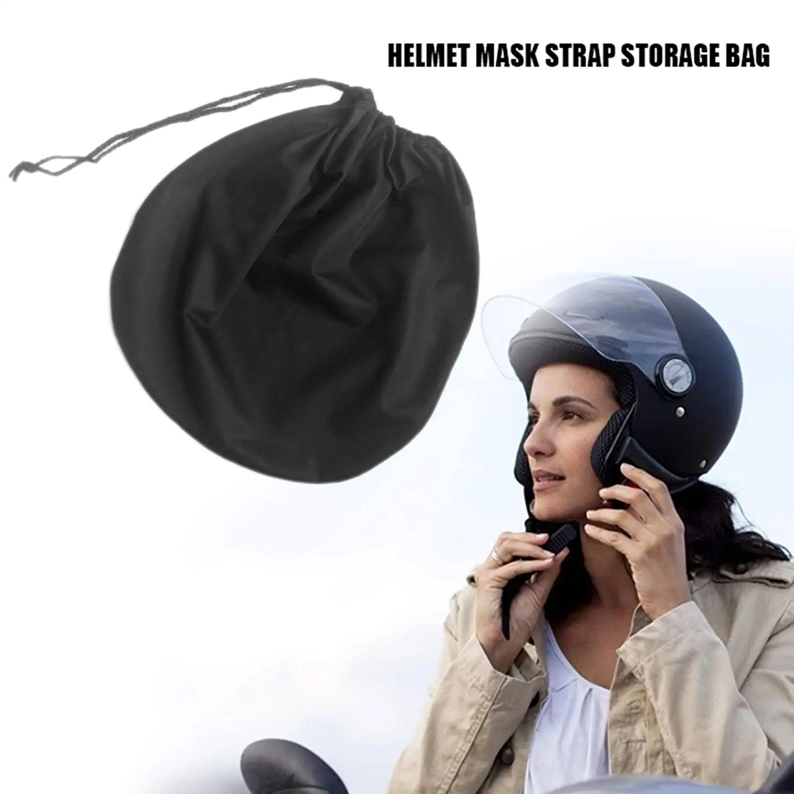Sac de rangement pour casque, pochette en peluche douce avec cordon de serrage, anti-poussière, bonne ténacité, demi-casque complet, pour moto, cyclisme, Scoot E0Y3