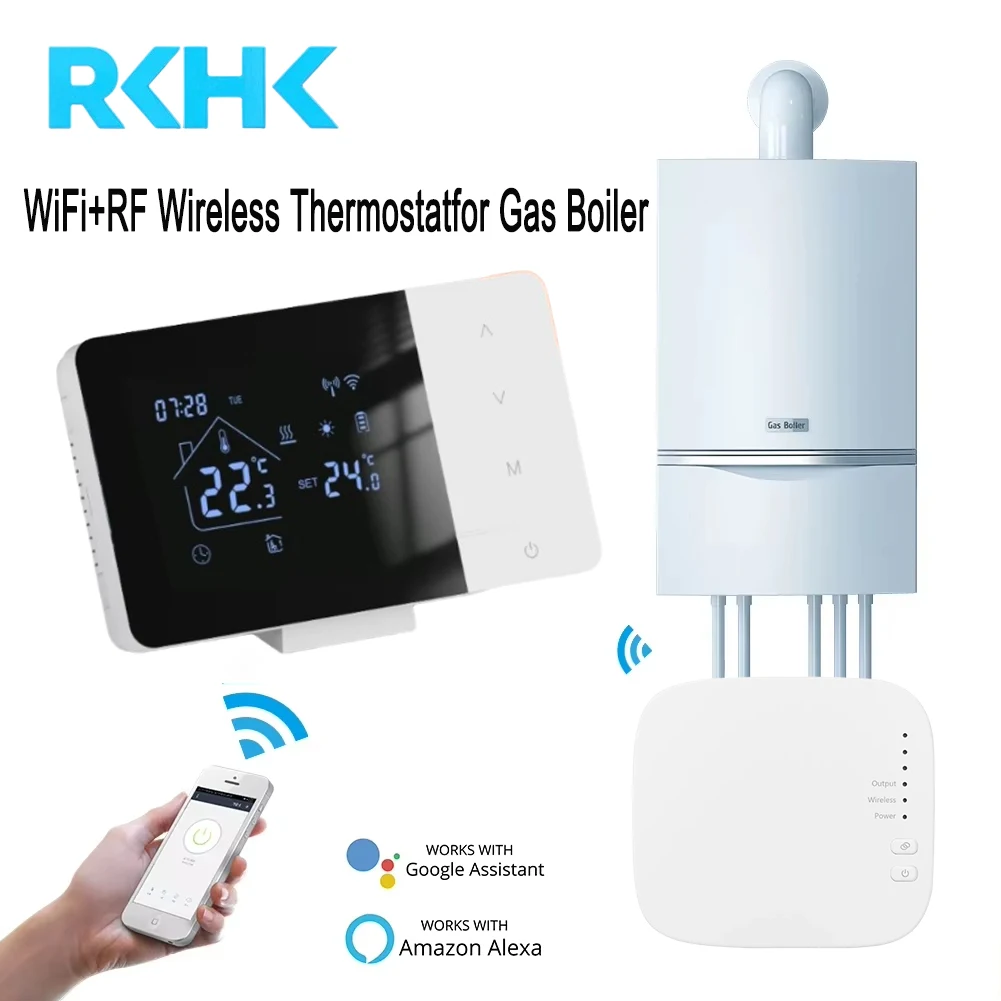 

RKHK Tuya термостат отопления/охлаждения для газового котла умный дом терморегулятор на батарейках ежедневное программирование работает с Alexa