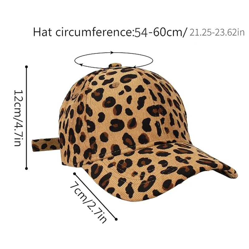 Leopard Print Suede Baseball Cap for Men and Women Stylish Curved Brim Outdoor Sun Protection Sun Hat Adjustable Retro Style