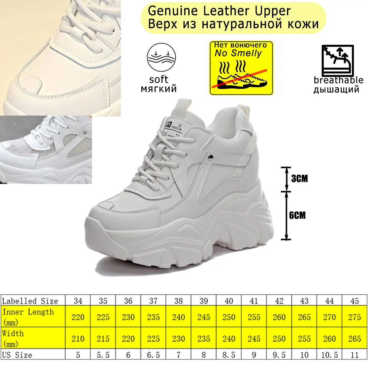 Fujin 9cm Genuine Leather Casual Comfy Breathable Spring Summer Platform Wedge High Brand Chunky Sneaker Ladies Fashion Shoes