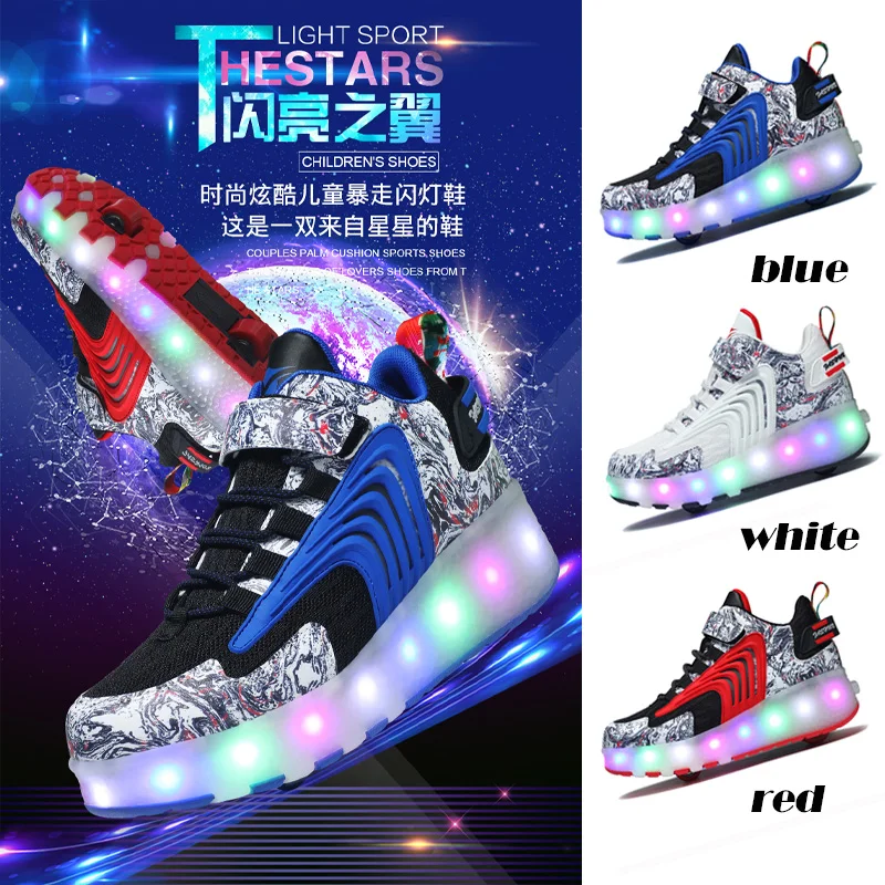 

Children's flashing Roller Shoes Outdoor Deformation Parkour Skates Dual-Use Girls Boys fashion Roller Skates