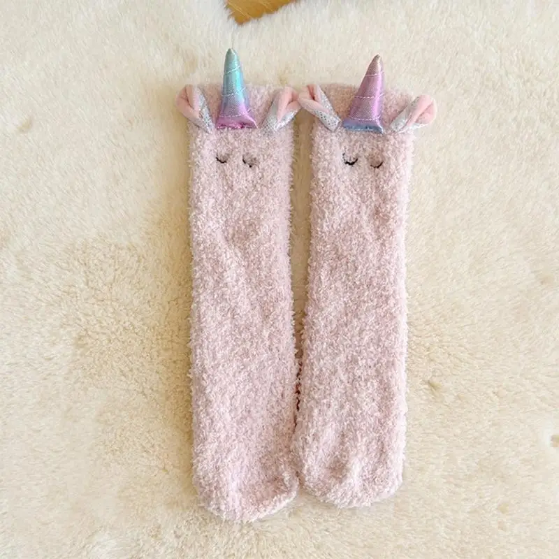 U13F لينة تنفس المرجان الصوف الجوارب الطفل الكاحل الجوارب الاطفال صبي فتاة وحيد القرن نمط الجوارب للأطفال الصغار الأطفال 1-12 #3