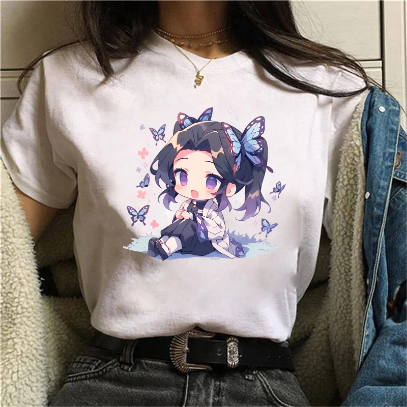 

New Fashion New Anime T-shirt Cartoon Kochou Shinobu T-shirt Women Harajuku Streetwear T-shirt Casual Tops Tees