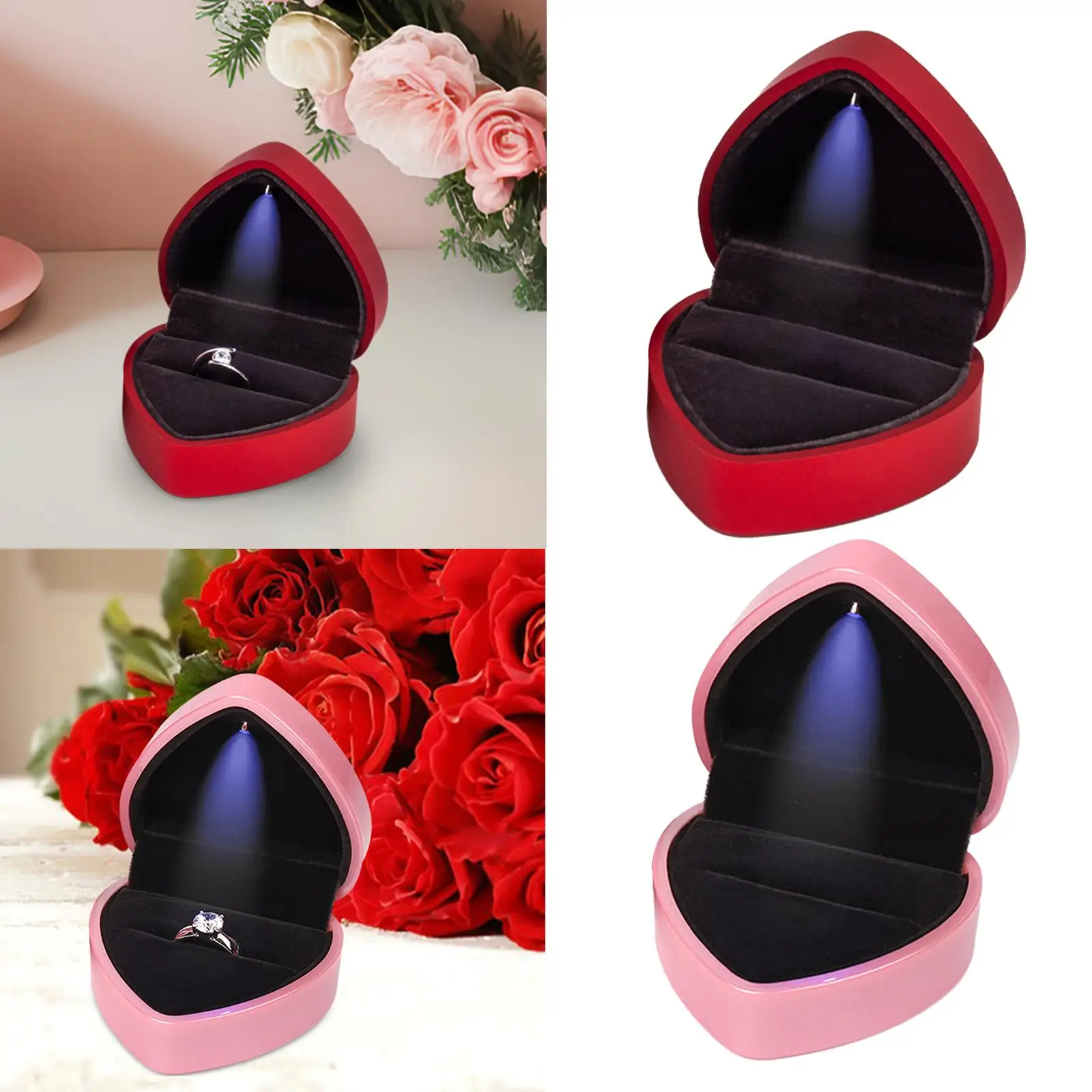 

Heart Shaped Ring Gift Box with LED Light Jewelry Gift Boxes for Women