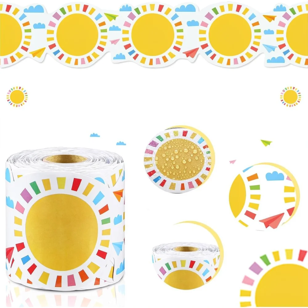 Sun Pattern Border Trim For School Classroom Bulletin Board Decor Teacher Learning Space Adhesive Paper Decorative Craft