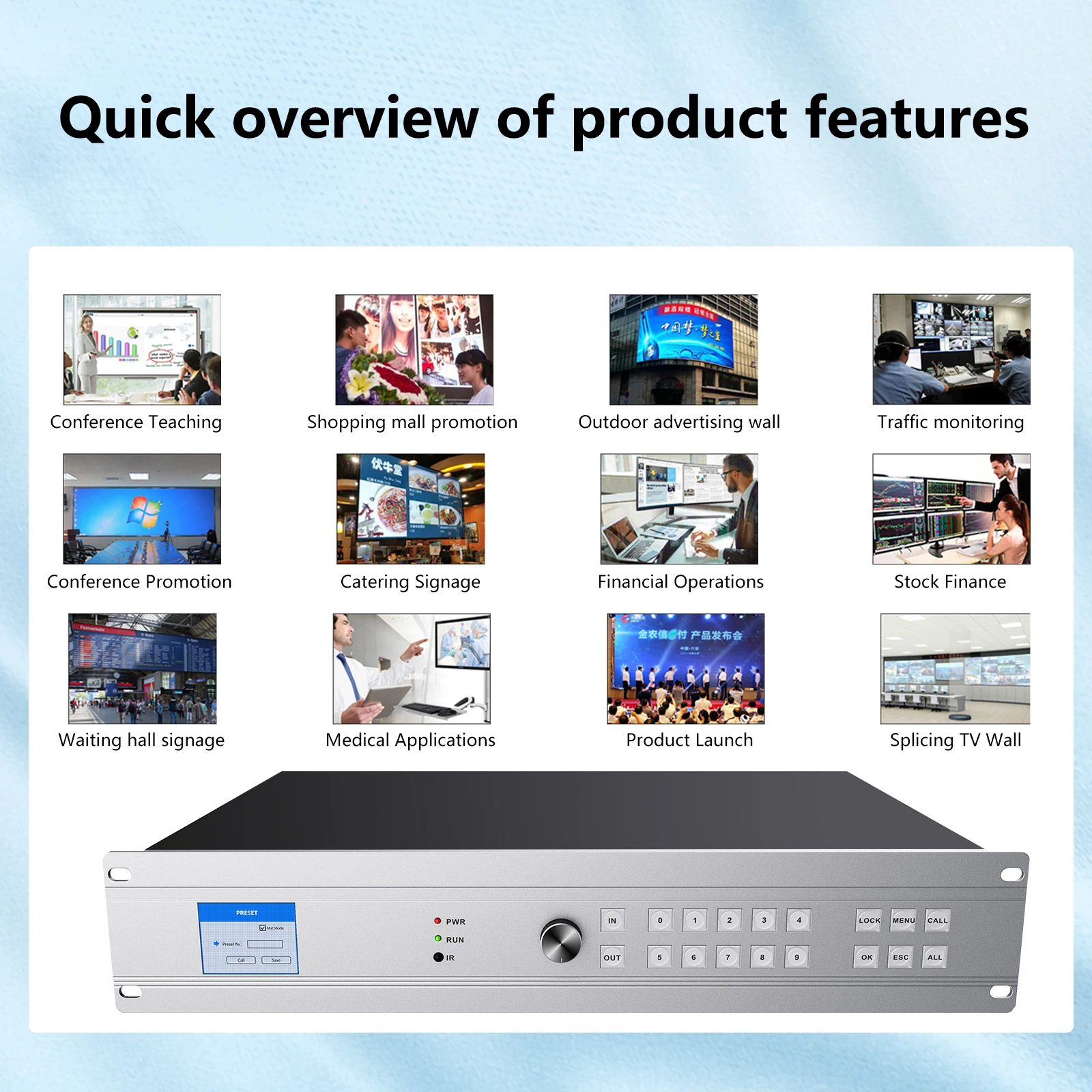 8x16 HDMI Matrix switcher 4K @ 30Hz, HDMI Matrix Switch Splitter Unterstützt EDID Management/HDCP decodierung/Web control/RS232/IR/Dolby