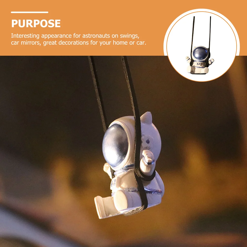 

Adorable Astronaut Car Hanging Ornament Rear View Mirror Hanging Decoration Adjustable Length Lanyard Swaying Modern Car Mirror
