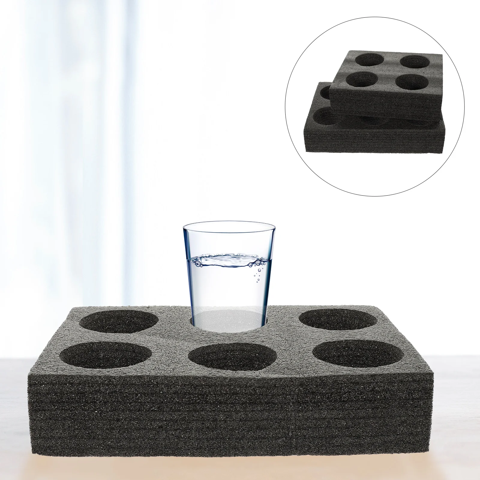 

2pcs Black Drink Coaster Holder Cup Trays Foam Carriers for Takeout Beverage Packing Stand Milk Tea Kitchen Bar
