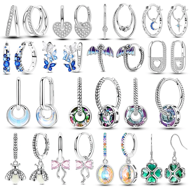 Ohrringe aus 925er Silber, funkelnder Schmetterling, Schleife, Glühwürmchen, Feuerdrache, Tropfenohrring für Frauen und Mädchen, Jahrestag, Hochzeit, Schmuck, Geschenke