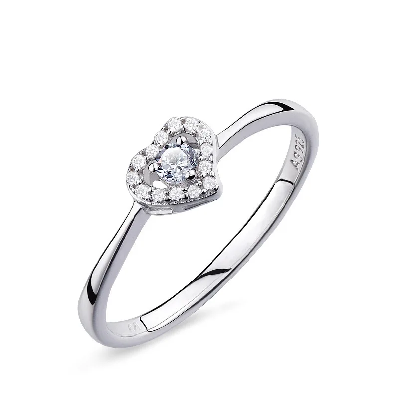 S925Sterling Silver Love Shaped Ring For Women Platinum Plated Simple Fashionable And Versatile Perfect For Daily Wear And Gifts