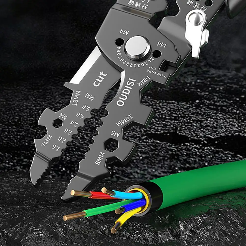 Multifunctional Electrician Pliers Long Nose Pliers Tools Cutter Terminal Wire Crimping Stripper Cable Hand B5r2