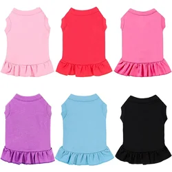 Summer Dog Dresses Girl Puppy Sleeveless Dress Breathable Pet Shirts with Ruffles Dog Sundress Dog Clothes for Small Dogs Cats