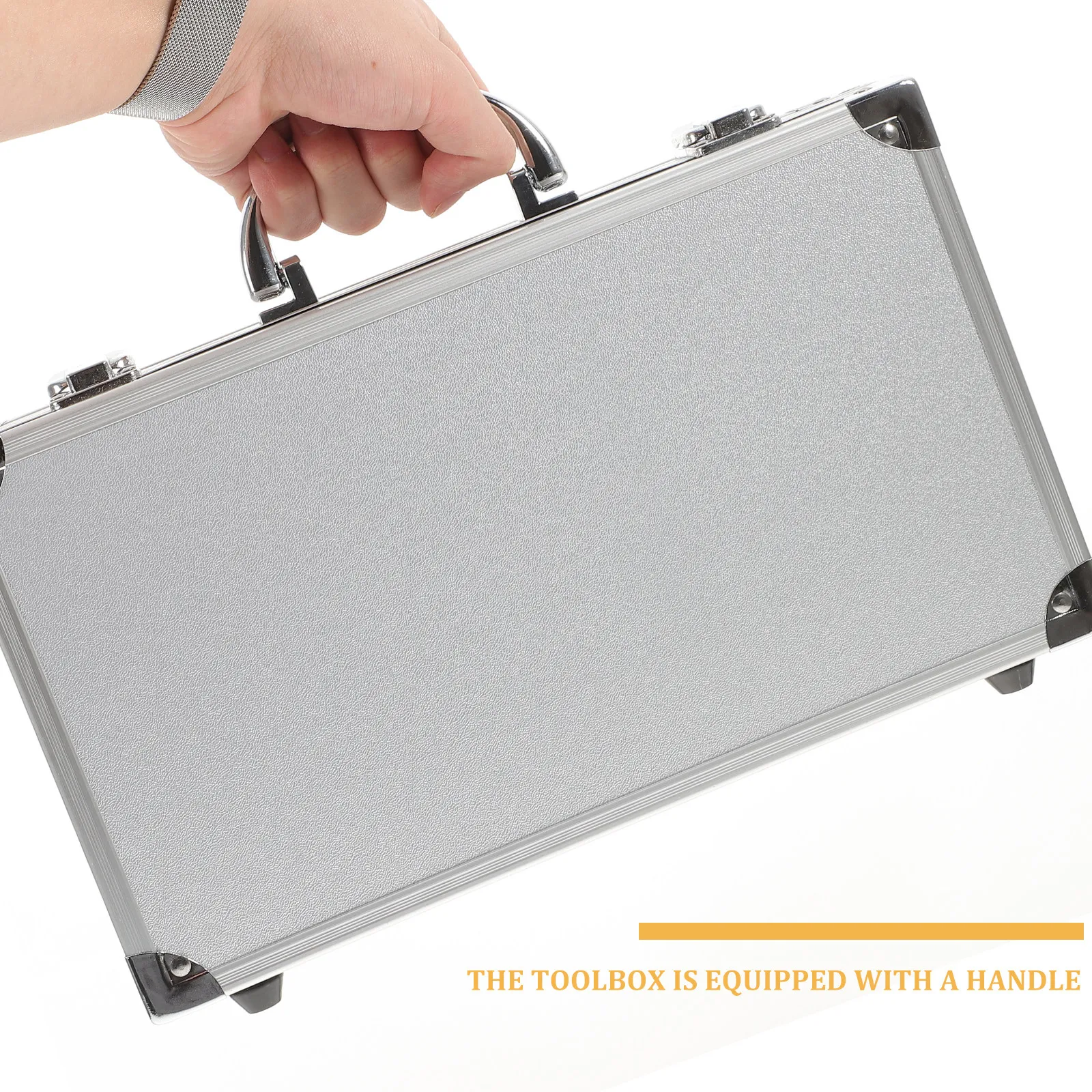 Aluminum Alloy Tool Case with Sponge Lining Carry Handle Scratch Resistant Silver Technician Storage Box