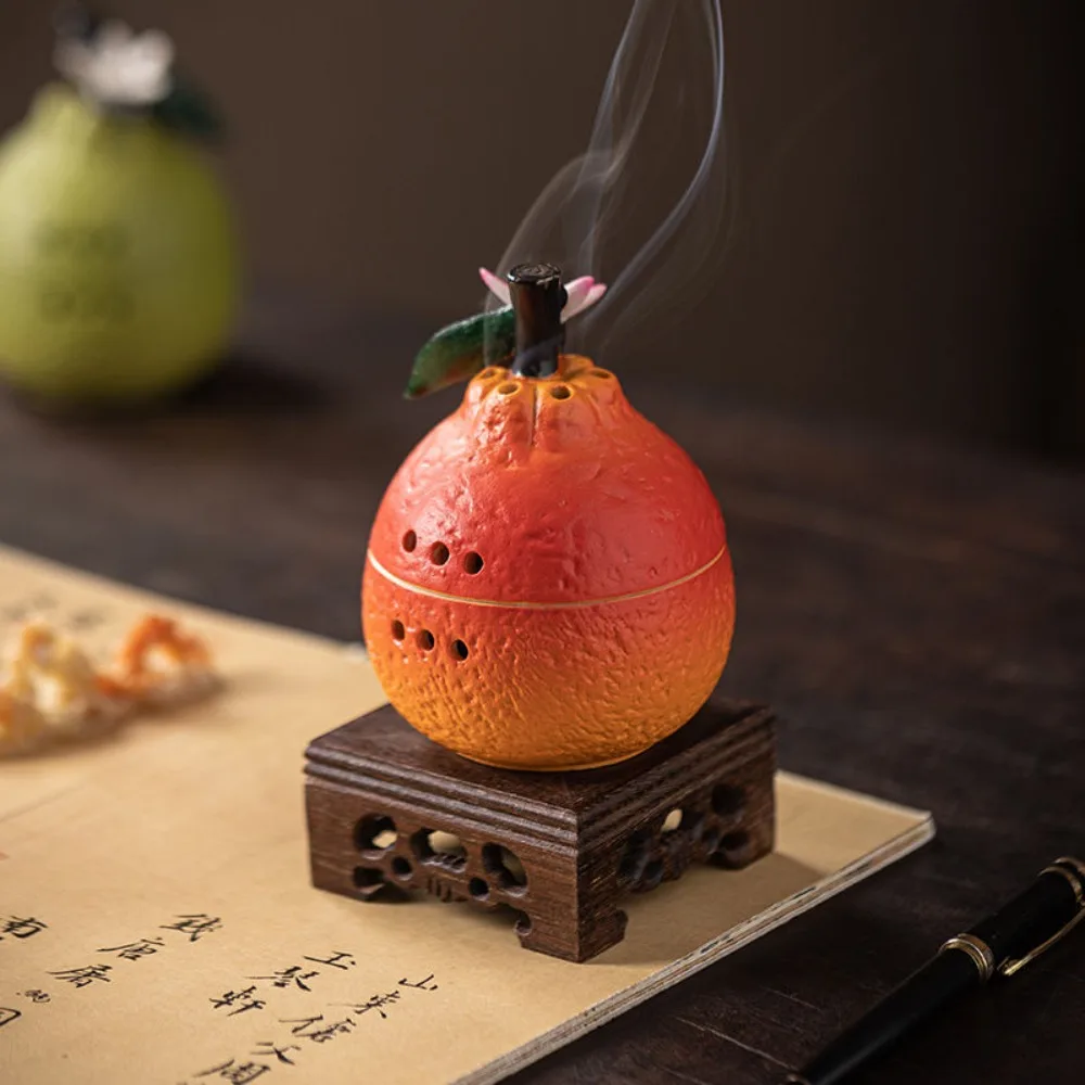 

Exquisite Ceramic Incense Burners Portable Decorative Fruit Shaped Incense Burners Mini Handcrafted Yoga Incense Burners