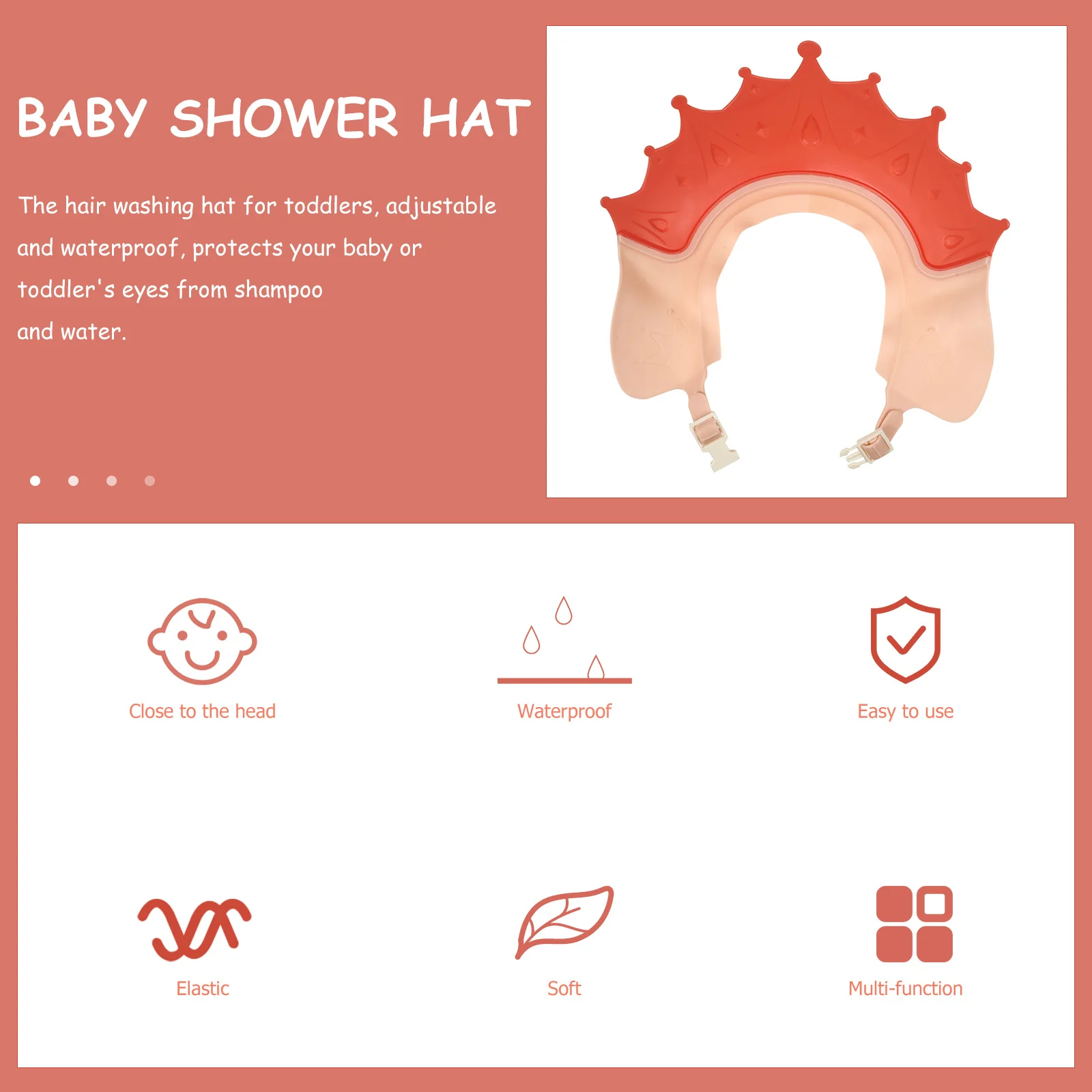 

Adorable Baby Hair Washing Hat Waterproof Bath Visor For Toddler Kids Adjustable Design Protects Eyes Ears Shower