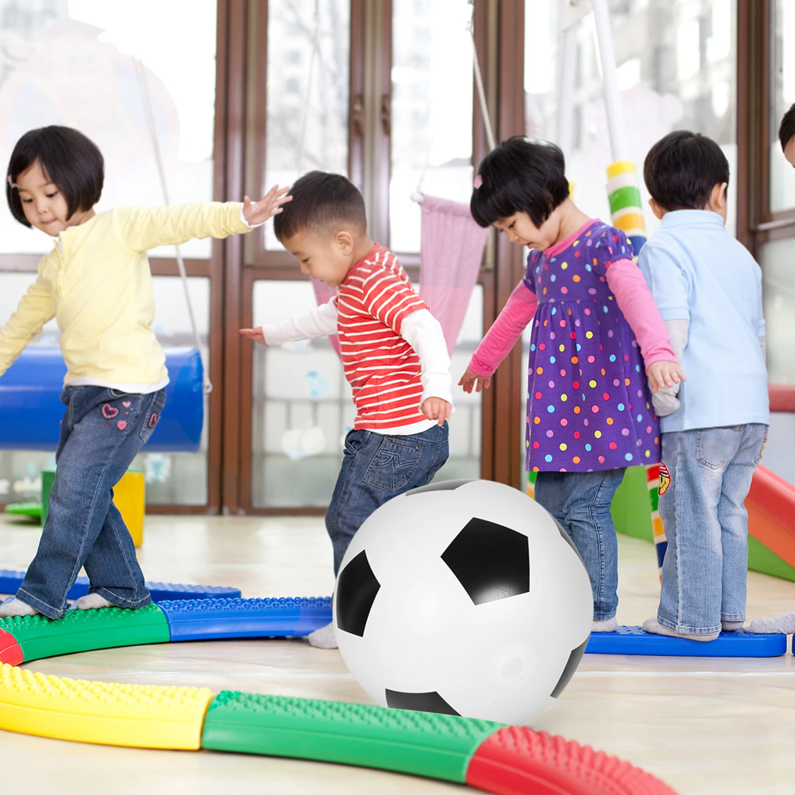 60Cm Inflatable Football Giant PVC Blow Up Soccer Ball for Kids Outdoor Beach Pool Water Games Portable Sports Activity Family