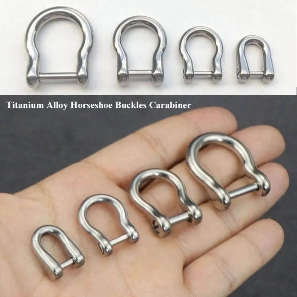 New Titanium Alloy Horseshoe Buckles Carabiner D Bow Staples Shackle Key Ring Keychain Hook Buckles Outdoor Bracelet Buckles