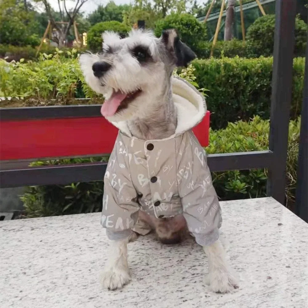 Modischer Wasserdichter Winter-Hundeoverall, Dickes Fleece, Warme Haustierbekleidung, Welpenjacke mit Laserbeschriftung, Geschenk für Mops und Teddy – Detail 4