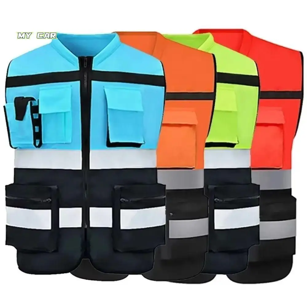 

High Visibility Reflective Vest Warning One Size Outdoor Safety Clothing with Pocket Security Construction Clothes Motorcycle