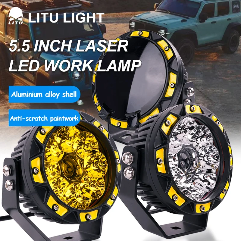 5.5 Inch Laser LED Pods Lights Round Offroad Spotlight 12V 24V LED Work Driving Lamps for ATV UTV SUV 4x4 Boat Truck Pickup