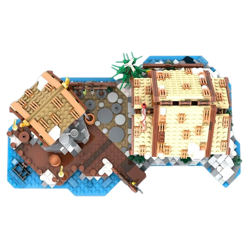 Viking Village Building Blocks,Nordic Longship Fortress Model Kit สําหรับผู้ใหญ่ยุคกลางไม้บ้าน DIY อิฐสะสมของขวัญ