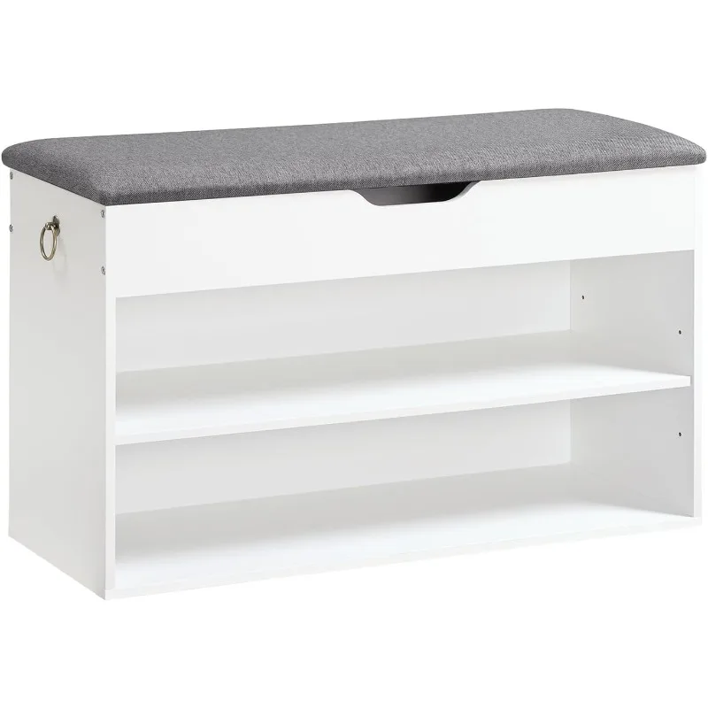 

Shoe Storage Bench with Cushion, Entryway Bench with Lift Top Storage Box, 2-Tier Shoe Rack Bench, Adjustable Shelf, for Hallway