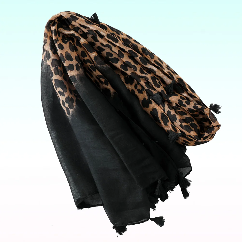 

Cotton Linen Leopard Gradient Scarf Autumn Winter Long Women Shawl Wrap Dual Use Lightweight Warm Comfortable Stylish