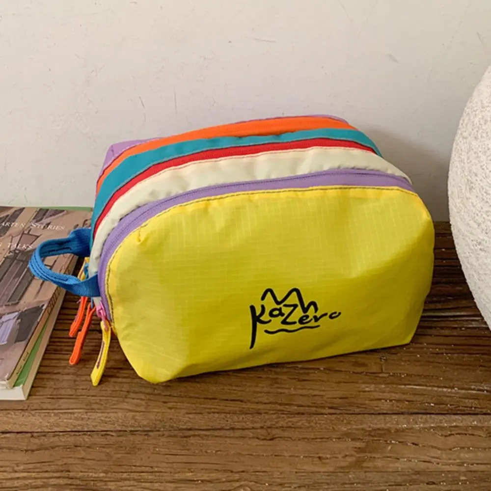 Lovely Multifunctional Dopamine Makeup Bag Coin Purse Multi-Pocket Cute Cosmetic Bag Zipper Waterproof Nylon Toiletry Bag Girls