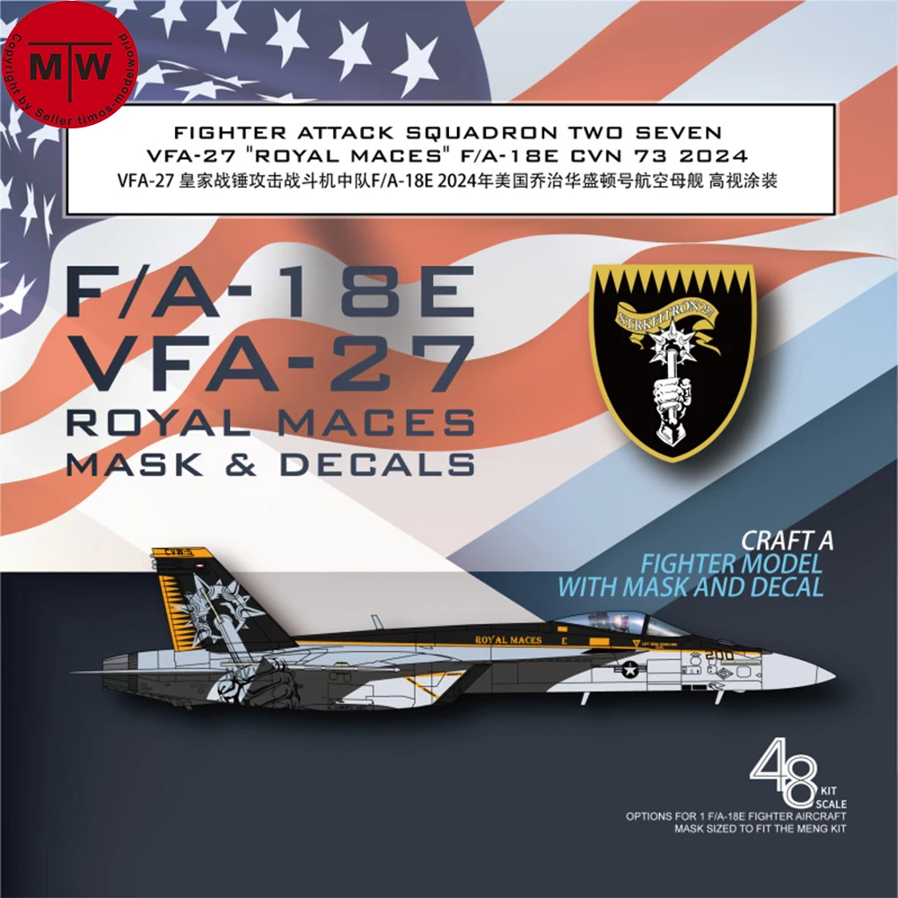 Galaxy 1/48 1/72 Scale F/A-18E VFA-27 Royal Maces Mask & Decals for Meng LS-012/Academy 12547 Fighter Model #G48086/G72060