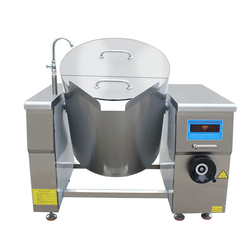 300L Integrated Commercial Electromagnetic Soup Stove Hotel Catering Kitchenware Equipment Soup Stove Manual Swing Tilting Pot