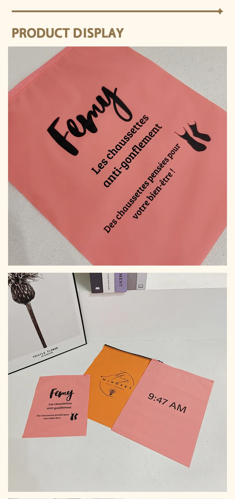 50 Stück individuell gefärbte, mattierte Aufbewahrungstaschen für Kleidung, Hemden und Kleinunternehmen, bedruckt mit Ihrem exklusiven Logo. – Detail 4