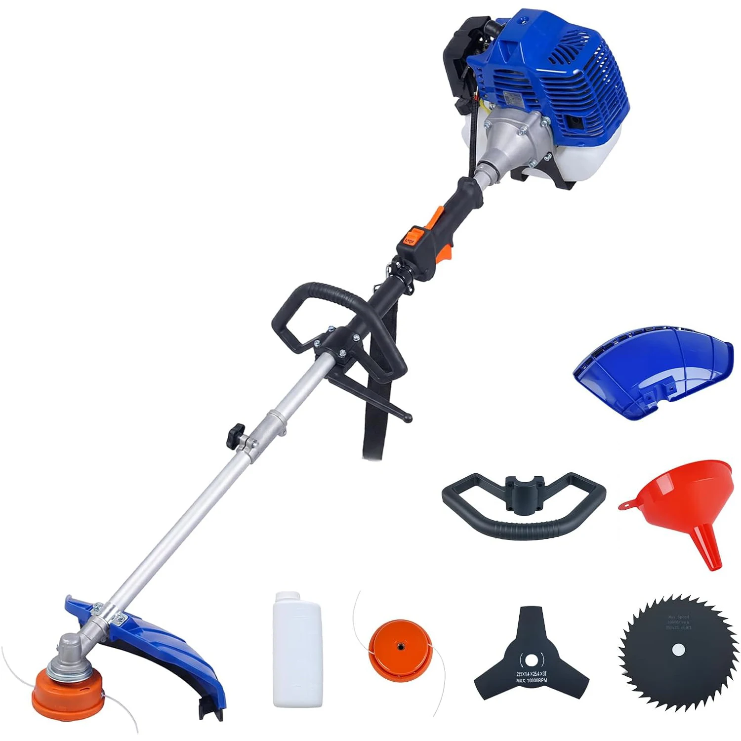 

Бензиновый триммер для травы, 2-тактный, 3-в-1: триммер-косилка и кромкорез, с 10-дюймовыми 3-зубчатыми и 40-зубчатыми лезвиями для стрижки кустов