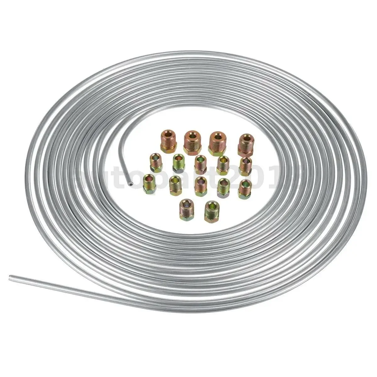 

2x 25ft 3/16'' Brake Line Zinc Steel Tube Coil Roll + 32pcs Fittings Nut Joiner