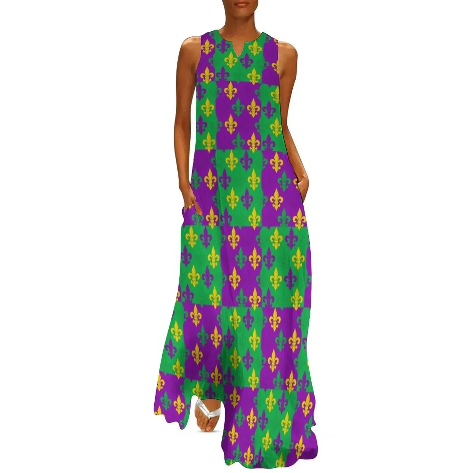 

Mardi Gras Fleur-de-Lis Pattern Long Dress elegant dress dresses for prom women clothing 2025 new arrivals womans clothing Dress