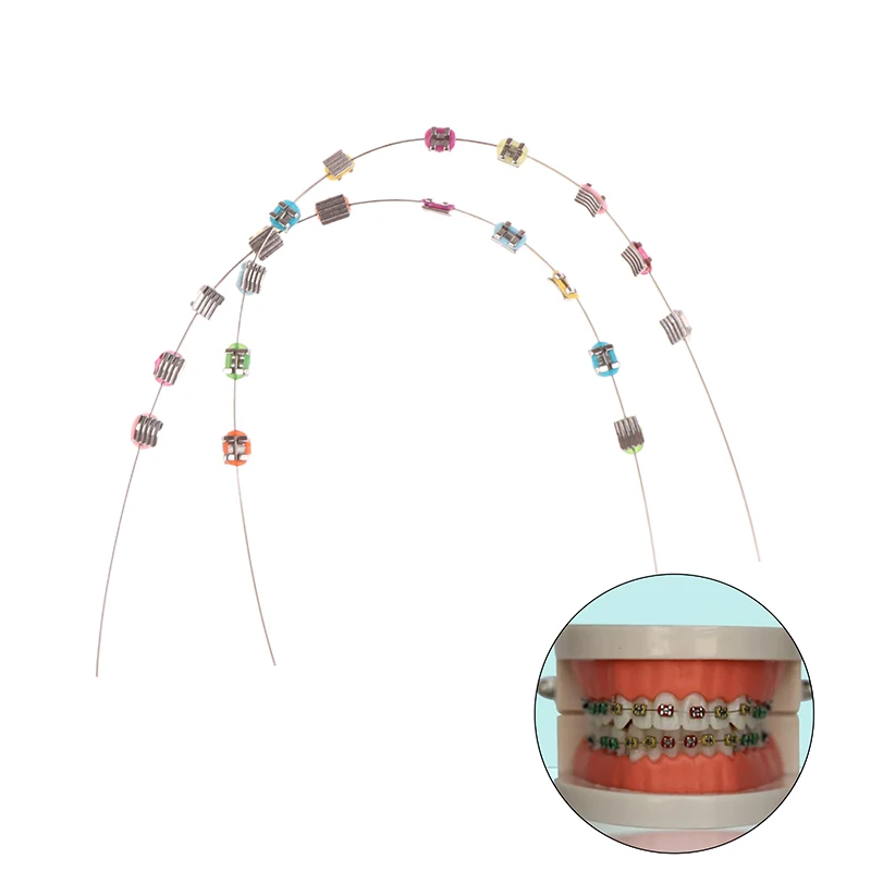 2Pcs/pair Temporary Tooth Decoration With Metal Wires Colorful Metal Bracket And Orthodontic Ligature Ties Dental Decorations