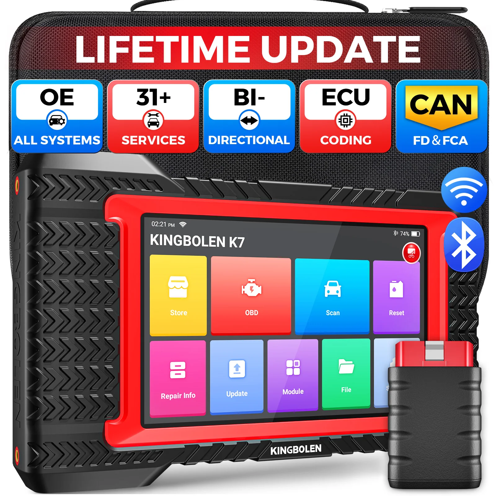 KINGBOLEN K7 K8 Pro K10 Pro Bidirectional Scan Tool 2026 OBD2 Scanner Bluetooth with Lifetime Free Updates, 31+ Resets, Component Matching, All System Diagnostic, CAN FD, FCA AutoAuth, Crankshaft Relearn