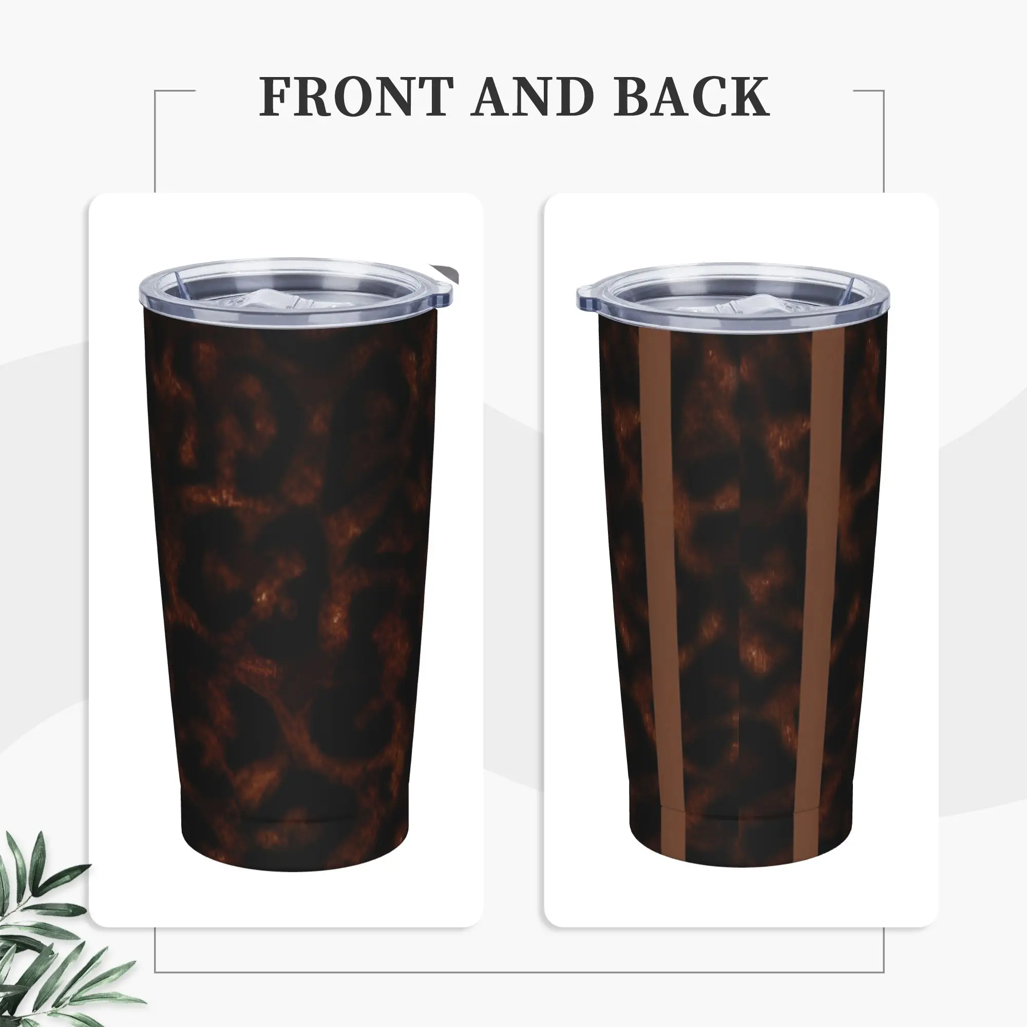 Leopard Print (2) Insulated Tumbler with Straws  Vacuum Coffee Mugs Outdoor Travel  Bottle Cup, 20oz
