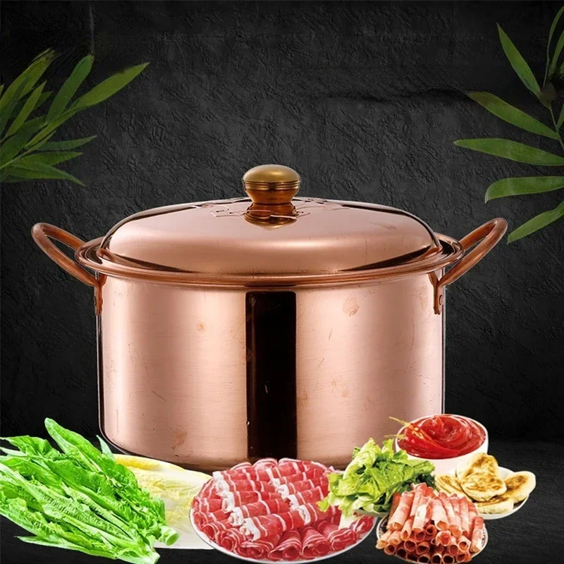 Copper Saucepan Handmade Chinese Classic Thickened Pure Copper Split Heat Insulation Large Capacity Uncoated Easy To Clean