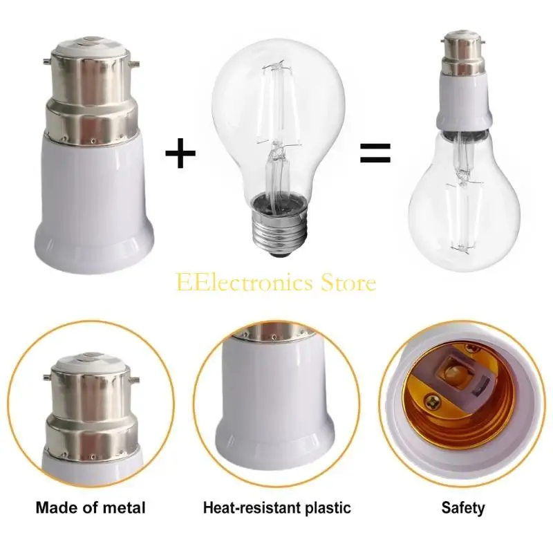 B03C B22 To E27 Socket Converter Small Size Insulated Plastic Construction Simple Installation 110-240V Voltages Support