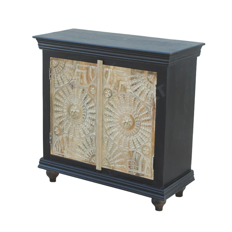 

solid wood hand-carved door cabinet, retro country style living room buffet cabinet, with storage space, suitable for family bar