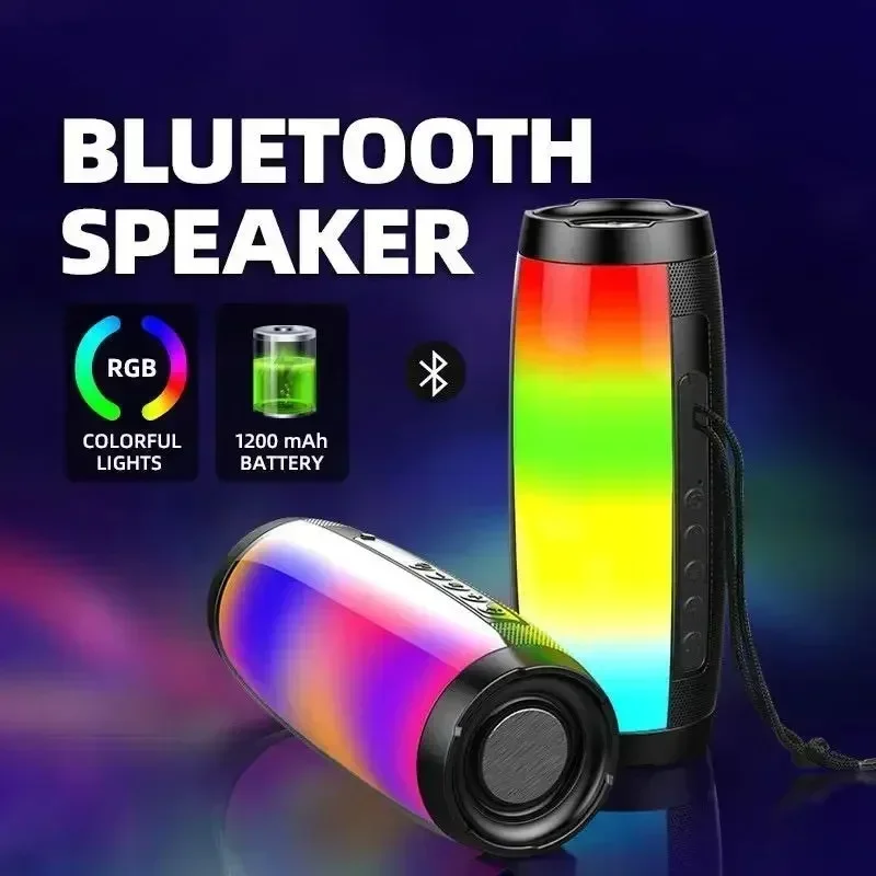 Pop BT-1202 Portable Bluetooth Speaker - 360° Colorful LED Lights Subwoofer Car Audio MP3 Player Function