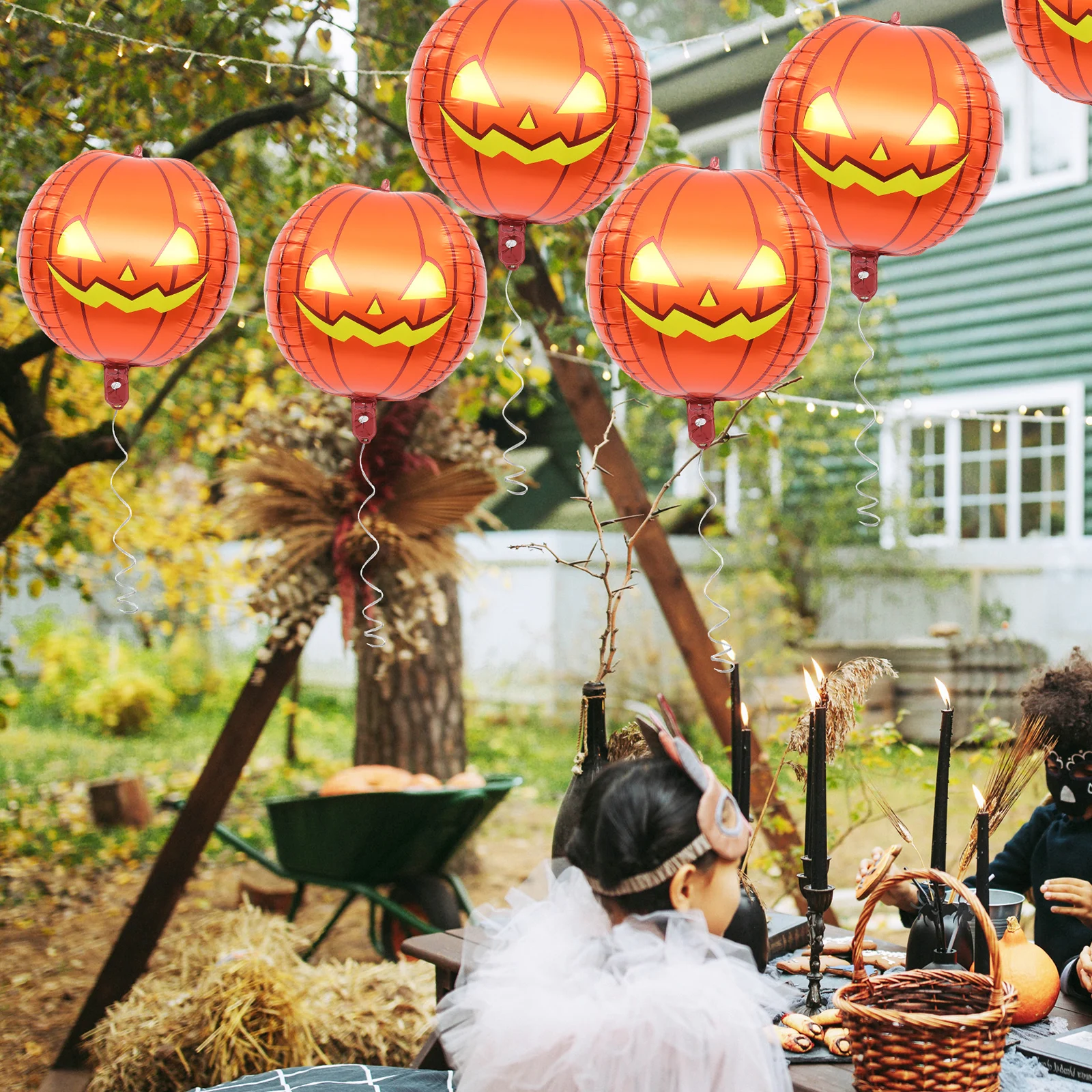 

10pcs Halloween Pumpkin Balloons Inflatable Party Supplies Durable Aluminum Film Material Photo Props For Celebration Decorative