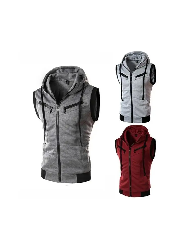 

Мужская спортивная приталенная майка с капюшоном, весна-лето, повседневная, модная, новая модель, цветная, китайский бренд, молодежный тренд