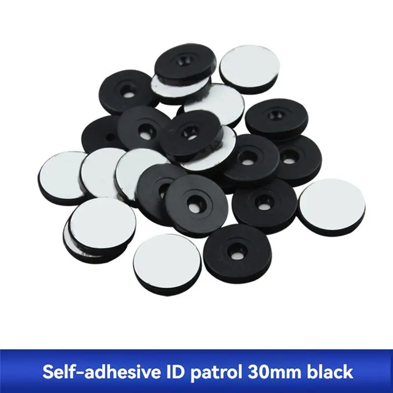 NFC نقطة تفتيش لنظام جولة الحراسة 50 قطعة مقاوم للماء 30 مللي متر نقطة الدورية 125 كيلو هرتز RFID IC رمز العلامة مع دعم لاصق